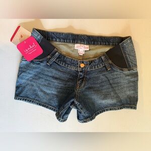 Isabel Maternity Jean Shorts Size 4 Women’s Denim Side Panels Pregnancy NWT
